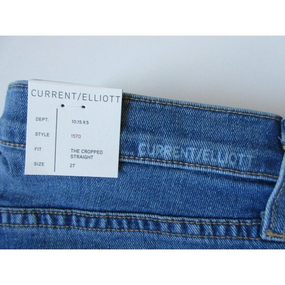NWT Current/Elliott The Cropped Straight in Sawyer w/ Raw Hem Stretch Jeans 27 - Picture 6 of 7